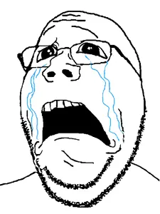 gapejak, gapesad, wholesome soyjak, crying, sad, white background