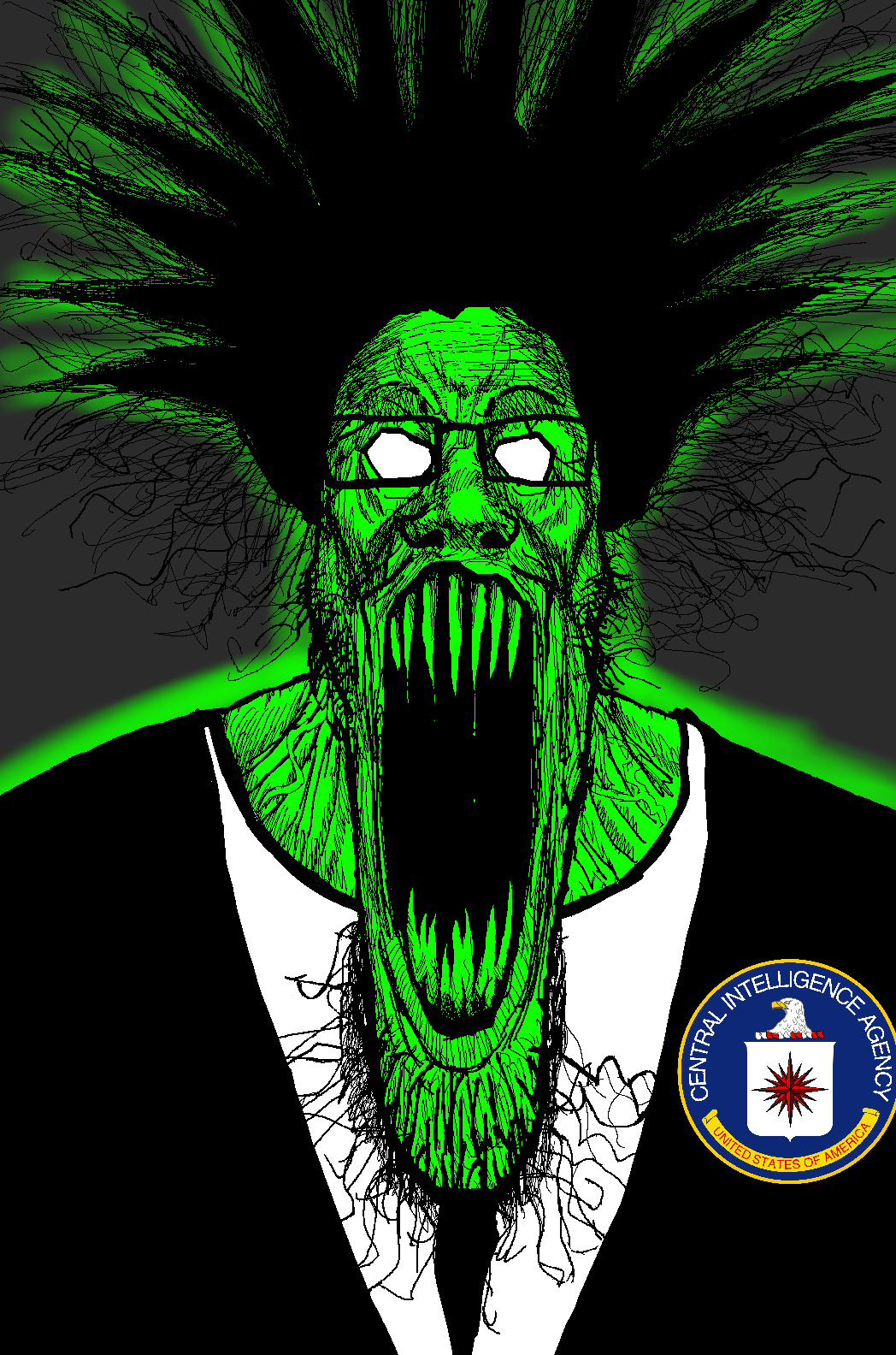 markiplier soyjak, schizojak, glowie, central intelligence agency, clothes, fed, glowing, gray background, hair, no pupils