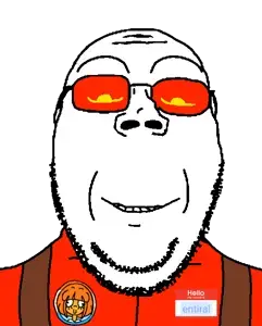 mymy schoppenboer, gapejak, gapejak front, wholesome soyjak, colored glasses, glasses, looking at you, name tag, smile, soyjak