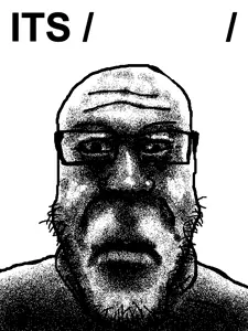 markiplier soyjak, bald, closed mouth, dark, open eyes