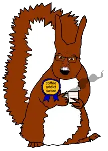 feraljak, feralsquirrel, squirreljak, animaljaks, animal, animal ears, award, coffee, cup, drink