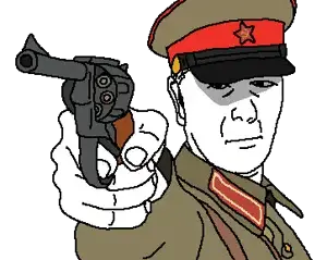 kuzjak, kuzjak gun, admin, closed mouth, clothes, communism, gun, hands, holding gun, holding object