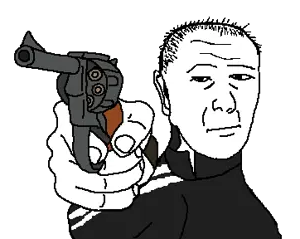 kuzjak, kuzjak gun, adidas, admin, closed mouth, clothes, gun, hair, holding gun, holding object