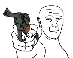 kuzjak, kuzjak gun, admin, closed mouth, gun, hands, holding gun, holding object, serious, transparent background