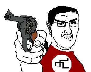 chudjak, kuzjak, kuzjak gun, angry, big lips, bushy eyebrows, clothes, glasses, gun, hair