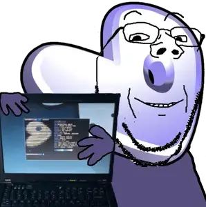 gapejak, wholesome soyjak, /g/, 4chan, computer, gentoo, glasses, laptop, linux, real life
