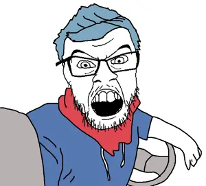 feraljak, angry, blue hair, driving, fortnite, glasses, hoodie, ninja, sitting, stubble