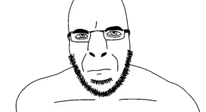 cobson, cobson front3, glasses, looking at you, serious, soyjak, stare, stubble, transparent background