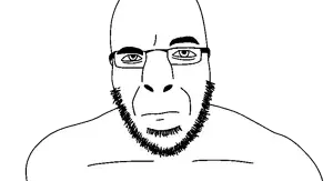 cobson, cobson front3, glasses, looking at you, raised eyebrow, serious, soyjak, stare, stubble, transparent background