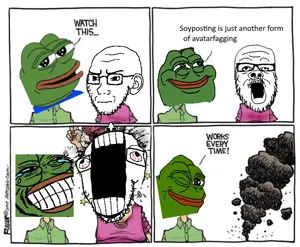 pepe, a24 slowburn soyjak, soyak, kekjak, 3soyjaks, amphibian, animal, comic, frog, glasses