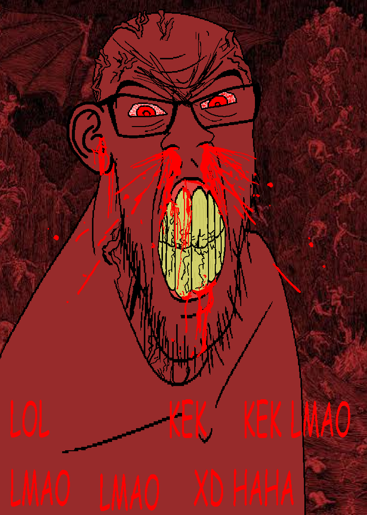 feraljak, feralrage, blood, bloodshot eyes, clenched teeth, comic sans, cracked teeth, demon, ear, glasses