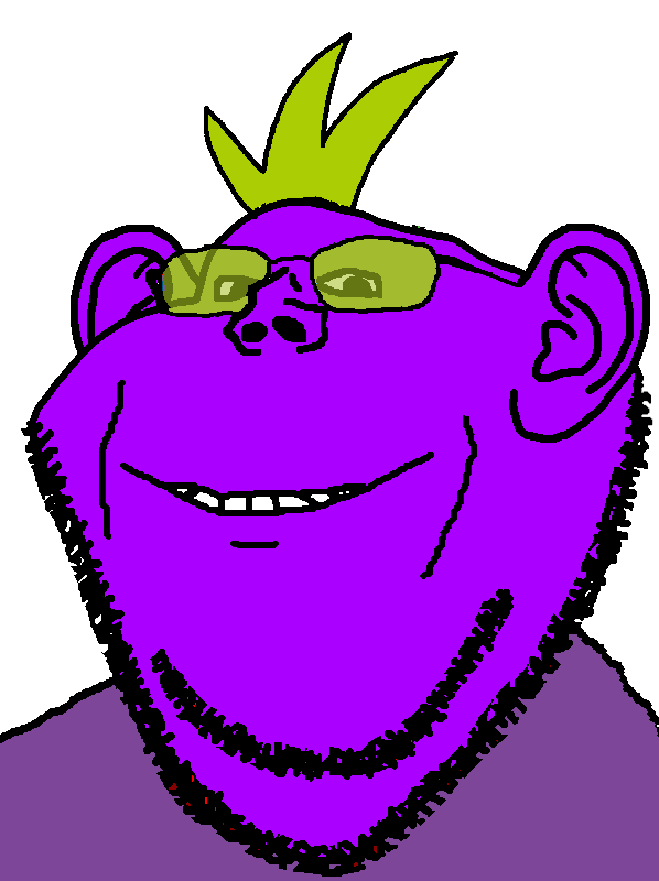 impish soyak ears, 1soyjak, black eyes, chin, double chin, ear, glasses, green glasses, green hair, hair