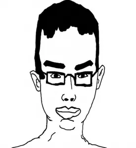chudjak, forejak, big forehead, big head, chud, hair, looking at you, nuvariant, white background