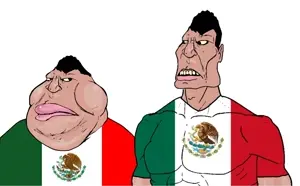 meximutt, mexibrute, 2soyjaks, looking at each other, mexico, soybooru, mexico, satoko houjou fan