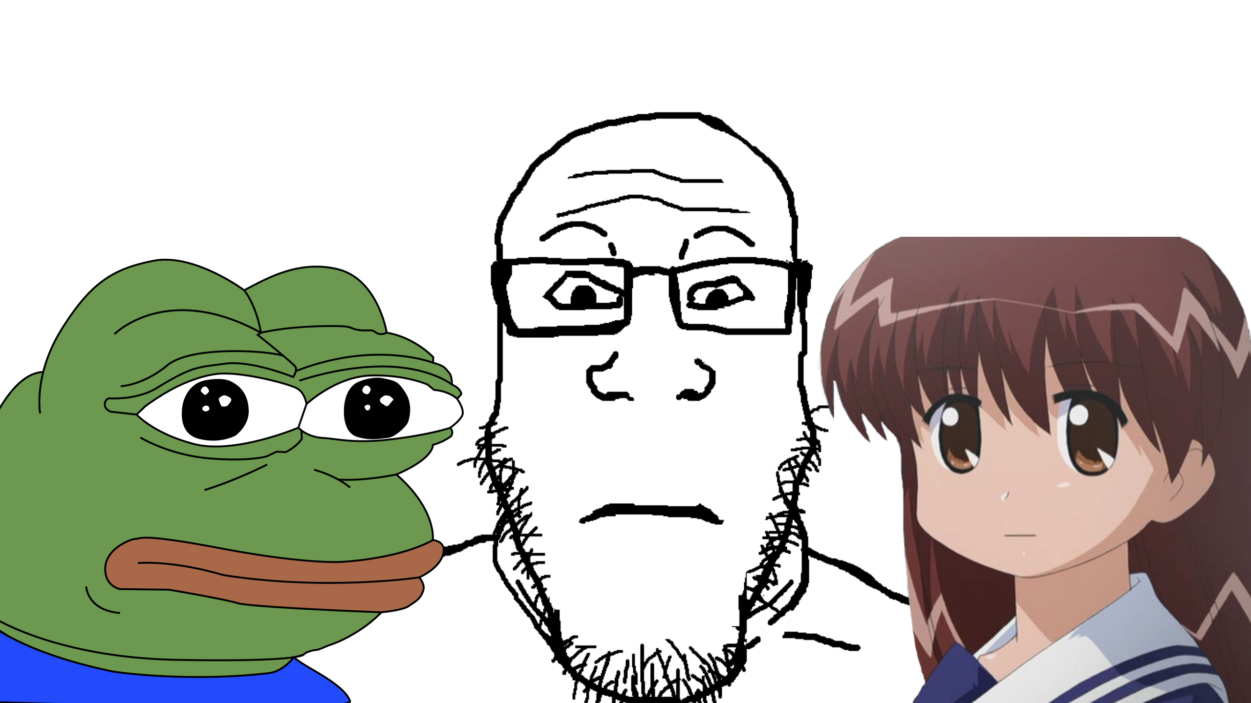 pepe, tamami chanohata, markiplier soyjak, neutralplier, amphibian, animal, anime, closed mouth, frog, glasses