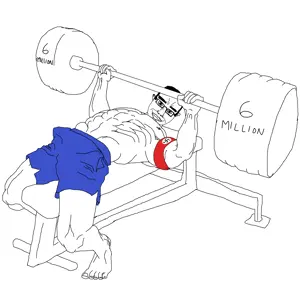chudjak, chudjak front, buff, full body, looking at you, nazism, soyjak, weightlifting