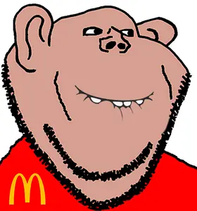 impish soyak ears, impish amerimutt, mcdonalds, red shirt, teeth, rage comic