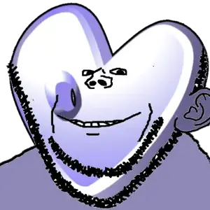 impish soyak ears, /g/, 4chan, ear, gentoo, linux, no eyebrows, purple skin, smile, soyjak