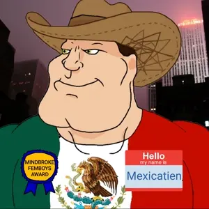 meximutt, mexiaryan, mexican-american countrywar, award, castizo, cowboy hat, mexico, name tag, mexico, mexicatien