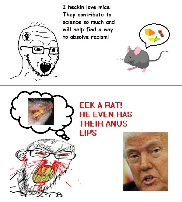 donald trump, feraljak, soyak, feralrage, 2soyjaks, angry, blm logo, blood, blood drip, blood from ears