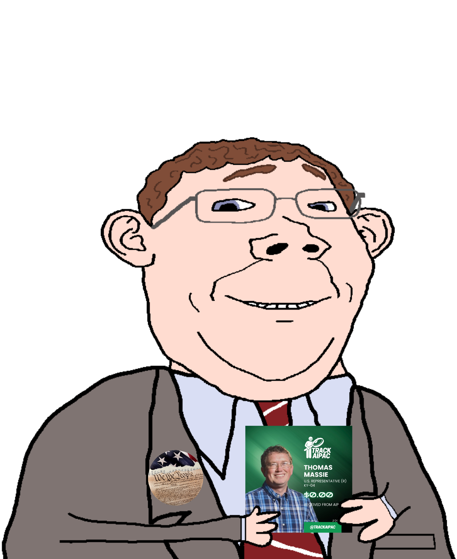 gapejak, protestantjak, wholesome soyjak, aipac, aipac tracker, blue eyes, brown hair, button, clothes, collared shirt