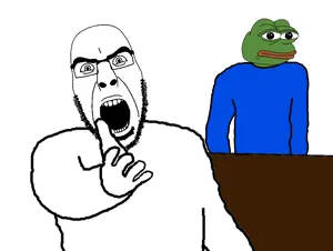 pepe, cobson, cobson front2, amphibian, angry, animal, beard, blue shirt, bushy eyebrows, frog