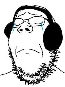 gapejak, crying, glasses, headphones, soyjak, stubble