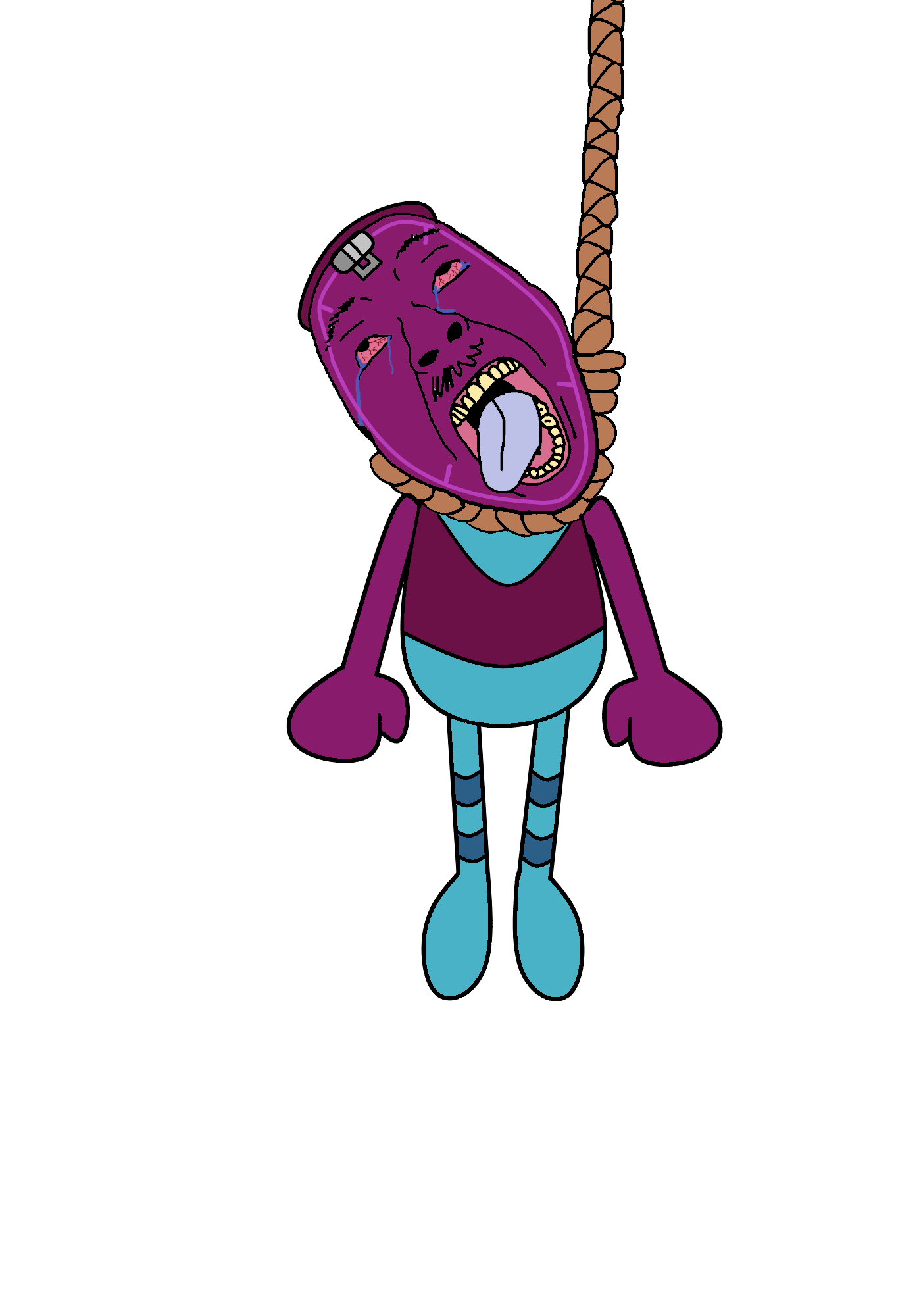 juaco, bernd, hanging troonjak, troonjak, ack, arm, bandana, bloodshot eyes, boxten (dandy's world), crying