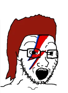 soyak, david bowie, glasses, hair, open mouth, soyjak, stubble