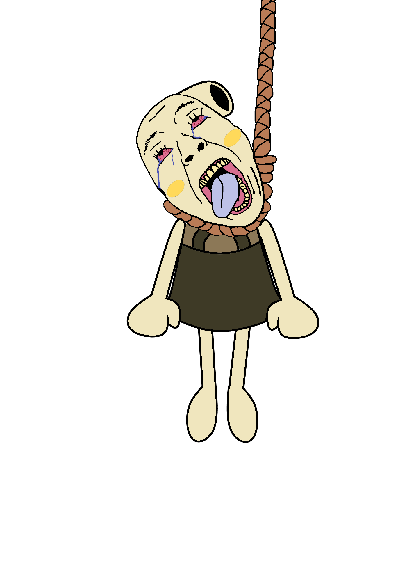 juaco, bernd, hanging troonjak, troonjak, ack, arm, beige skin, bloodshot eyes, blush, cartoon