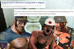 sniper (team fortress 2), soldier (team fortress 2), a24 slowburn soyjak, albania, christianity, glasses, mge, op is a retarded lazy faggot for not tagging his own shit, orthodox cross, religion