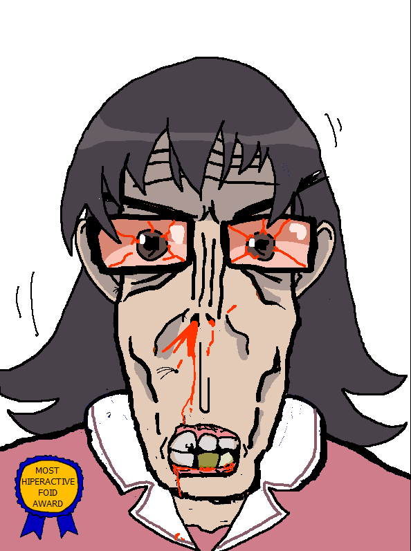 markiplier soyjak, euromutt, euromutt, angry, anime, anime female, award, blood, bloodshot eyes, brown eyes