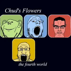 chudjak, gapejak, impish soyak ears, markiplier soyjak, chudjak front, 4soyjaks, album cover, bald, black eyes, blue skin