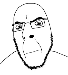 cobson, cobson slim, skinny soyjaks, glasses, looking at you, neutral, soyjak, stubble, uncolored skin
