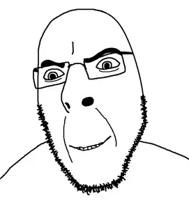cobson, cobson slim, skinny soyjaks, glasses, grin, happy, smile, soyjak, stubble, uncolored skin