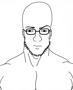 soyak, soyak front, buff, chad, muscles, muscular male, nuvariant, soyjak, soyjakbuff, stubble