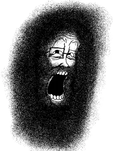 unpaintbucketable nigger, beard, glasses, hair, open mouth, soyjak, stubble