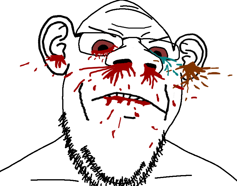 sabiopajin, goopjak, angryy, blood, blood from eyes, blood from mouth, blood on face, blood splatter, blood spray, bloodshot eyes