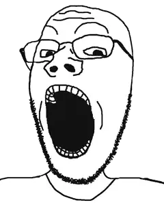 gapejak, gapejak slim, 1soyjak, glasses, looking at you, open mouth, raised eyebrows, skinny, soyjak, stubble