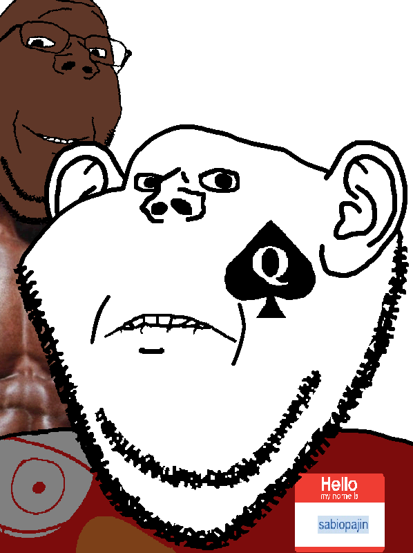 gapejak, impish soyak ears, wholesome soyjak, imp & gape, bald, black skin, blacked, brown skin, buff, closed mouth