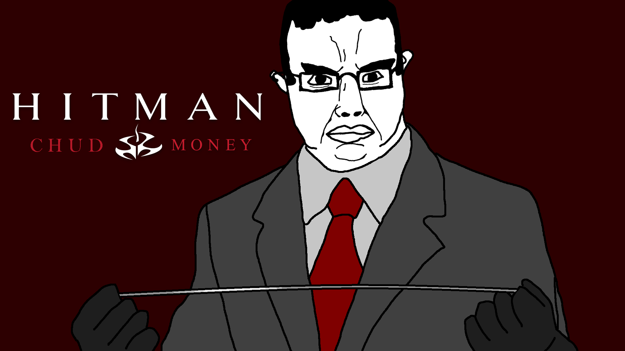 agent 47, chudjak, chudjak front, arm, closed mouth, clothes, glasses, glove, hair, hands