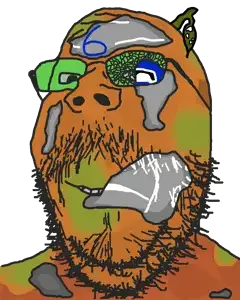 admin 6, gapejak, mustached gapejak, admin, broken glasses, closed mouth, disguise, frown, gray skin, hiding