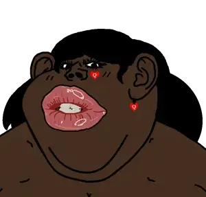 impish soyak ears, female impish ears, femjak, bbw, black skin, bleached, bwc only, chin, double chin, eyelashes