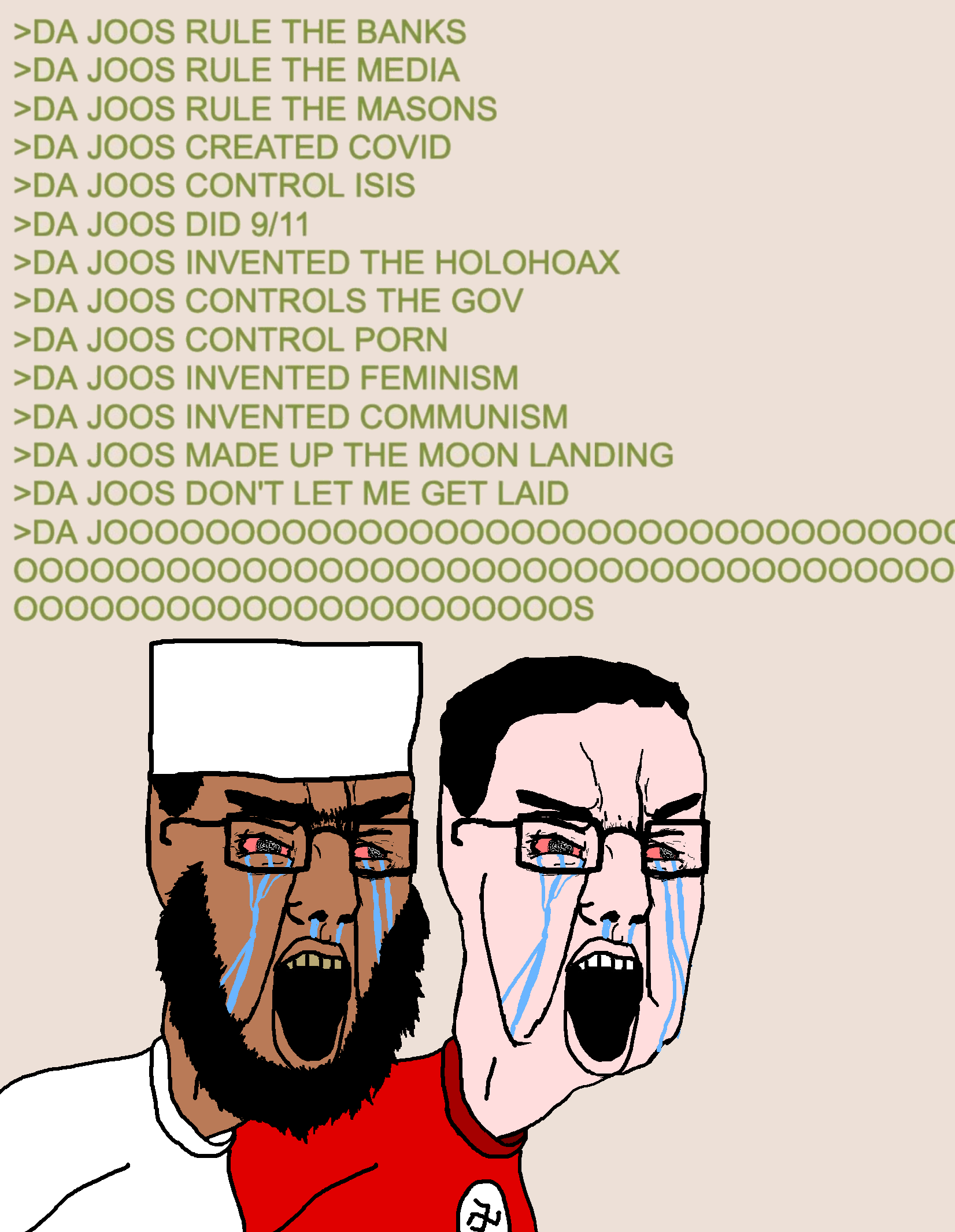 chudjak, angry, background, beard, bloodshot eyes, crying, glasses, greentext, hair, its da jooz
