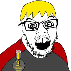 nate higgers, feraljak, feraljak (crazed), natejak, remastered soyjaks, 3, angry, award, badge, blonde hair