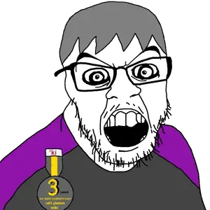 james, feraljak, feraljak (crazed), natejak, remastered soyjaks, 3, angry, award, badge, clothes