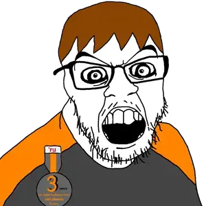 dan, feraljak, feraljak (crazed), natejak, remastered soyjaks, 3, angry, award, badge, booru