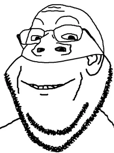 xjanny, gapejak, impish soyak ears, fusionjaks, 1soyjak, costume, disguise, ear, glasses, monochrome