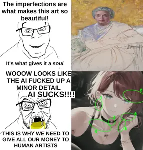 feraljak, ai art, ai slop, angry, anime, anime female, art, cleavage, glasses, meme