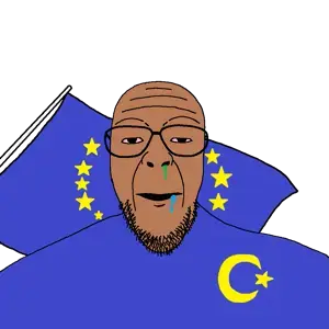 patriotjak, beard, bloodshot eyes, clothes, european union, flag, glasses, looking at you, moon, open mouth